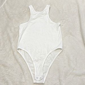 White ribbed racer back body suit size M/L